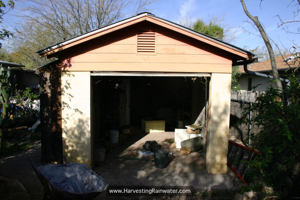 Figure 1. One-car garage before transformation. Most of junk within had just been removed to begin renovation.