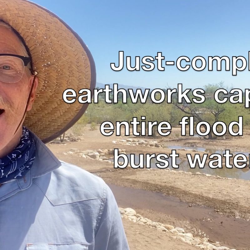 Thumbnail for "Just-completed earthworks capture entire flood from burst water line" video