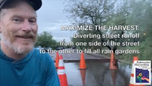 Thumbnail for "Maximize the Harvest: Diverting street runoff from one side of the street to the other to fill all rain gardens" video
