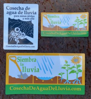 Rain water harvesting stickers in Spanish
