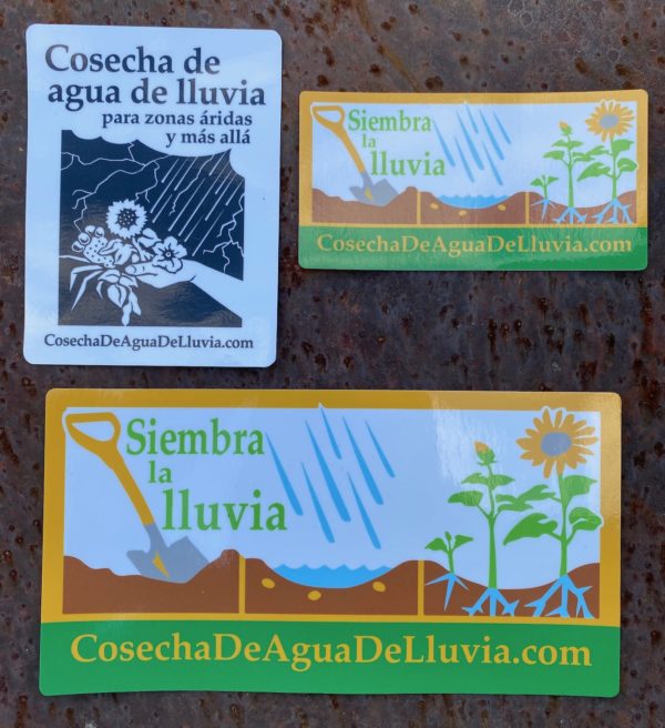 Rain water harvesting stickers in Spanish